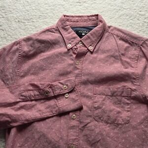 KOAJ Shirt Mens S Pink Geometric Long Sleeve Slim Fit Cotton Button-Up Casual